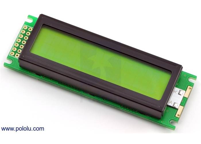 16x2 Character LCD with LED Backlight (Parallel Interface), Black on Green