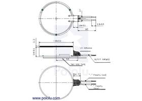 Dimension diagram (in mm) for the shaftless vibration motor 10x3.4mm