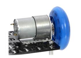 A 37D mm gearmotor connected to a scooter wheel by the 6 mm scooter wheel adapter (1)