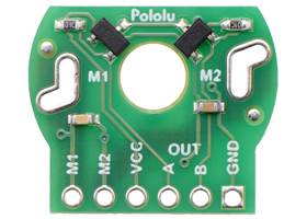 Magnetic Encoder Kit for 20D&nbsp;mm Metal Gearmotors, magnet-side view of PCB.