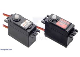 FEETECH Continuous Rotation Servo FS5106R next to the Power HD Continuous Rotation Servo AR-3606HB.