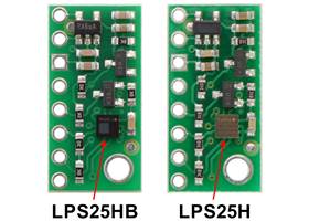 Side-by-side comparison of the newer LPS25HB and older LPS25H presure sensors.
