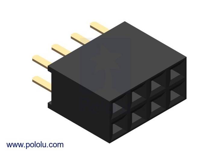 0.100" (2.54 mm) Female Header 2x4Pin, Straight