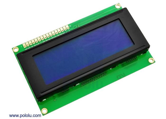 20x4 Character LCD with LED Backlight (Parallel Interface), White on Blue