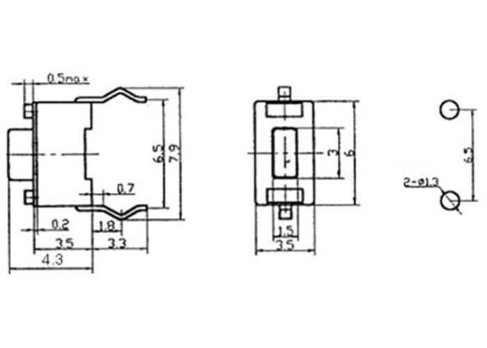 Mini Pushbutton Switch PCBMount, 2Pin, SPST, 50mA (5Pack)