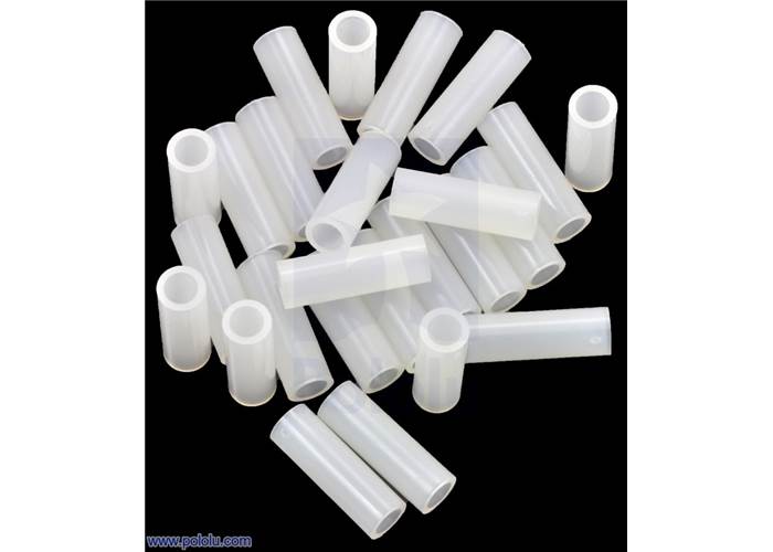 Nylon Spacer 15mm Length, 5mm OD, 3.3mm ID (25Pack)