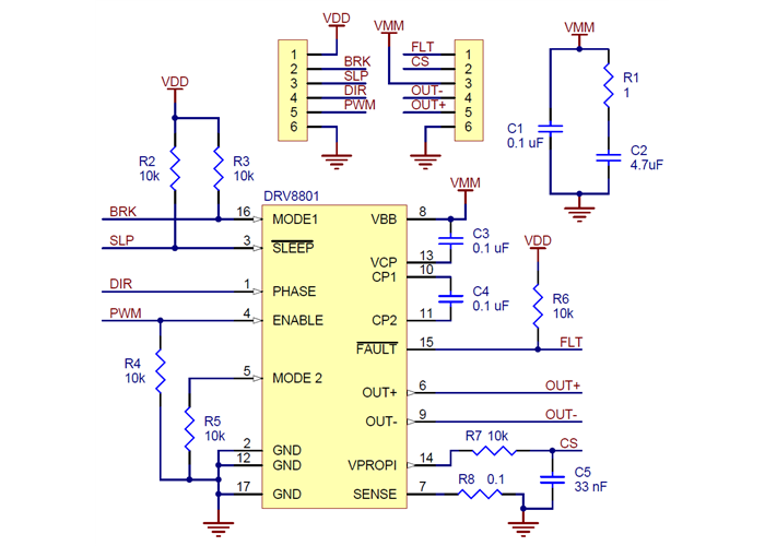 DRV8801 Single Brushed DC Motor Driver Carrier