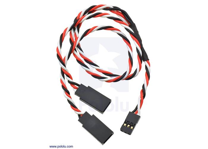 Twisted Servo Y Splitter Cable 12" Female 2x Male