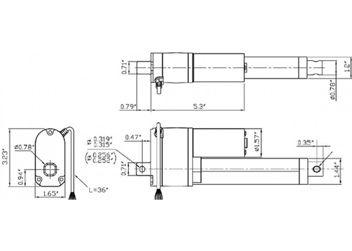 Concentric LACT1212V5 Linear Actuator 12" Stroke, 12V, 1.7"/s