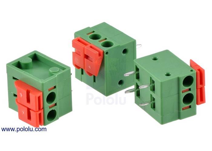 Screwless Terminal Block 2Pin, 0.2″ Pitch, Side Entry (3Pack)