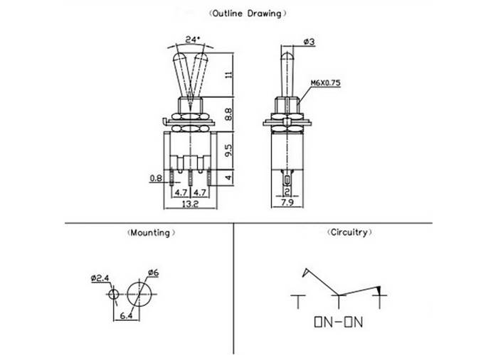 Toggle Switch SPST 3A DC Simple OnOff switch