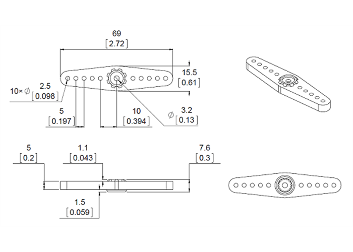 Metal Servo Horn for FEETECH Giant Servo FT5335M
