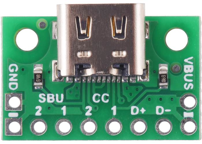 USB 2.0 Type-C Connector Breakout Board (usb07b)