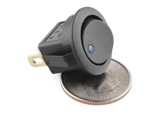 Rocker Switch - Round w/ Blue LED (3)