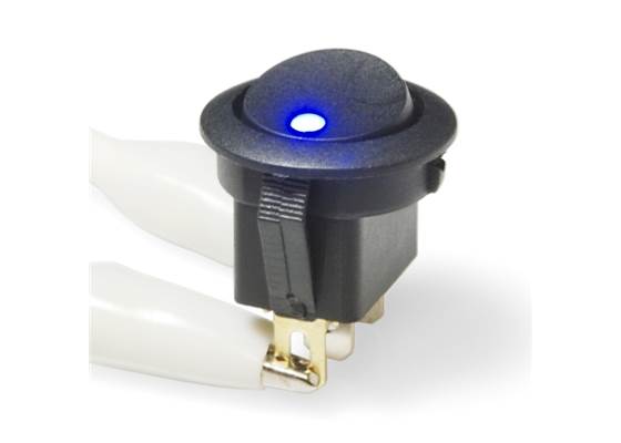 Rocker Switch - Round w/ Blue LED (4)
