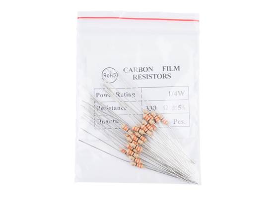 Resistor 330 Ohm 1/4 Watt PTH - 20 pack (Thick Leads)  (2)