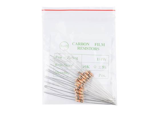 Resistor 10K Ohm 1/4 Watt PTH - 20 pack (Thick Leads)  (2)