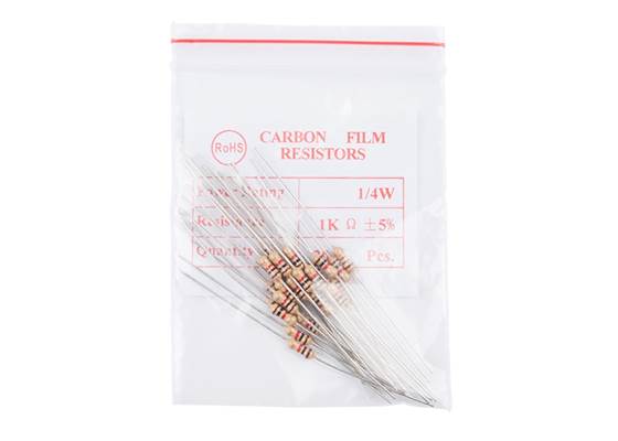 Resistor 1K Ohm 1/4 Watt PTH - 20 pack (Thick Leads)  (2)