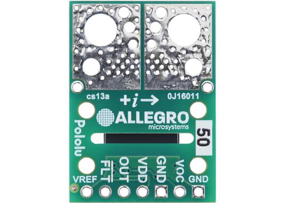 ACS37100LMATR-050B3 TMR Current Sensor Compact Carrier -50A to +50A, 3.3V, bottom view.