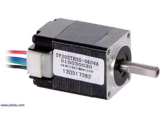 Stepper motor: bipolar, 200 steps/rev, 20×30mm, 3.9V, 600mA (SY20STH30-0604A).