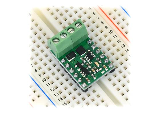 Pololu RC Switch with Medium Low-Side MOSFET on a breadboard.