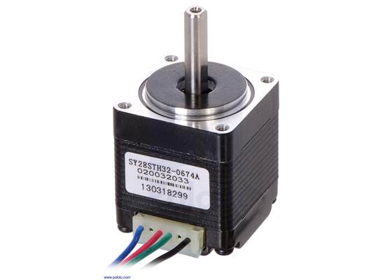 Stepper motor: bipolar, 200 steps/rev, 28×32mm, 3.8V, 670mA (SY28STH32-0674A).