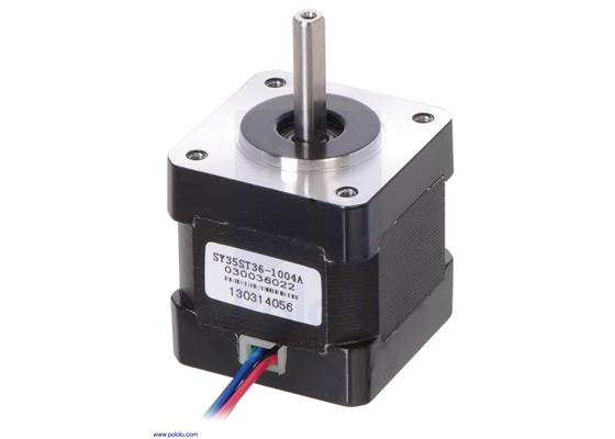 Stepper motor: bipolar, 200 steps/rev, 35×36mm, 2.7V, 1000mA (SY35STH36-1004A).
