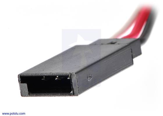 Male Futaba J connector (often referred to as “female” in the RC hobby industry).