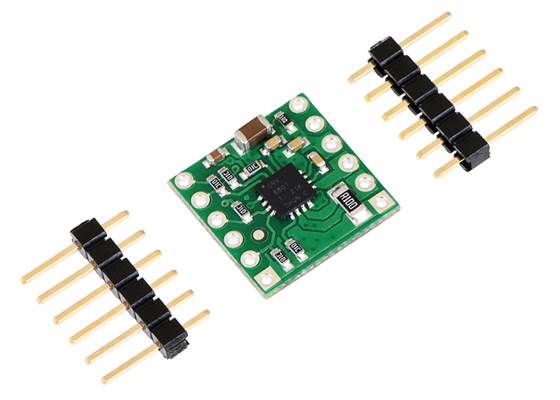 DRV8801 single brushed DC motor driver carrier with included hardware.