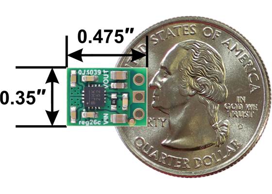 5V, 2A  Step-Up/Step-Down Voltage Regulator S13V20F5, bottom view with dimensions.