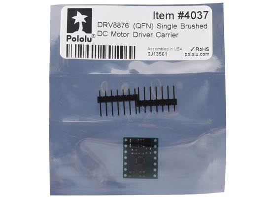 Standard packaging for the DRV8876 (QFN) Single Brushed DC Motor Driver Carrier.
