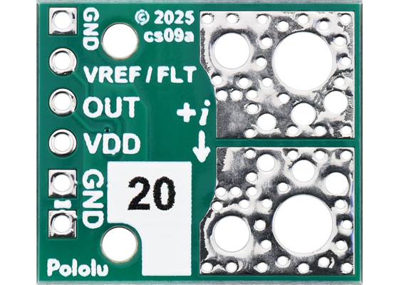 ACS37030LLZATR-020B3 Current Sensor Compact Carrier -20A to +20A, 3.3V, bottom view.