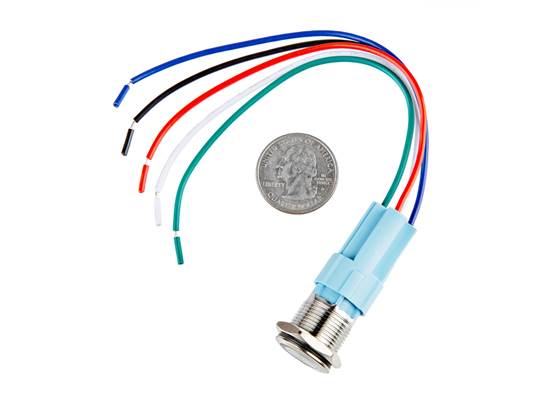 Metal Pushbutton with Wires - Latching (16mm, Yellow) (3)