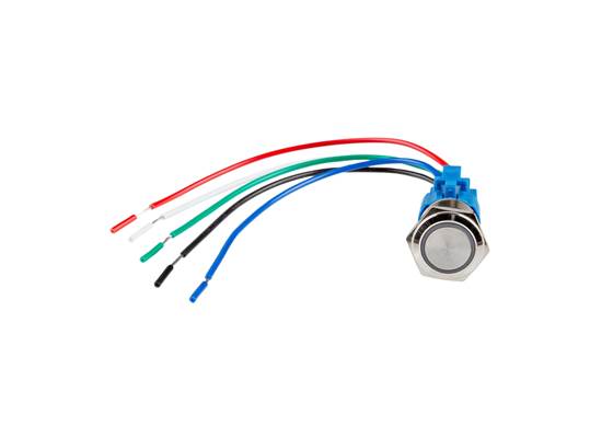 Metal Pushbutton with Wires - Momentary (16mm, Red) (2)