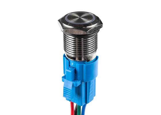Metal Pushbutton with Wires - Momentary (16mm, White) (2)
