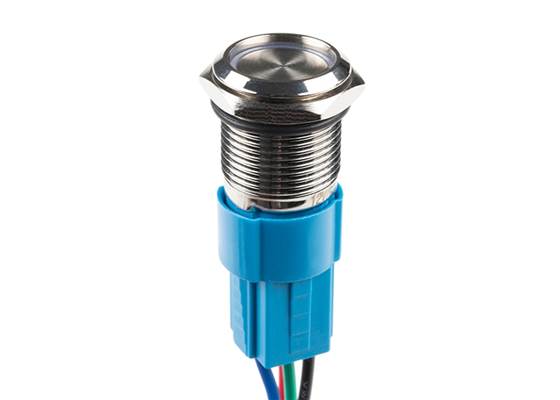 Metal Pushbutton with Wires - Latching (16mm, Blue) (3)