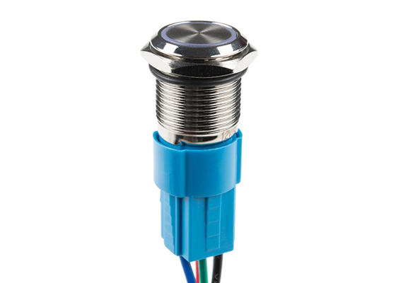 Metal Pushbutton with Wires - Latching (16mm, White) (2)