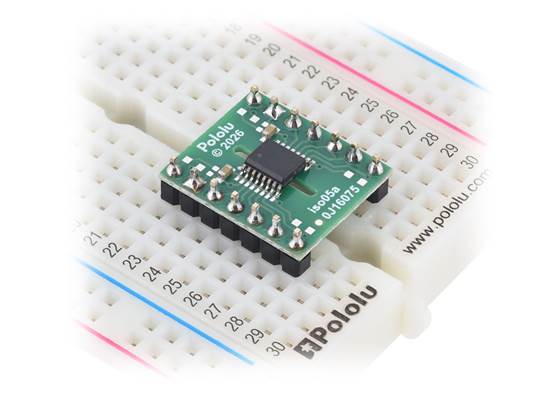 ISO654x 4-Channel Digital Isolator Carrier on a solderless breadboard.