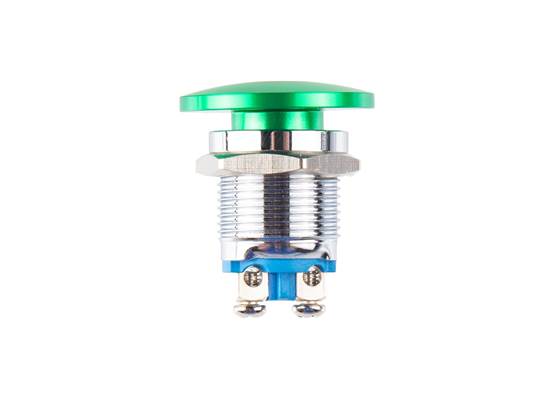Metal Mushroom Head Pushbutton - Panel Mount (16mm, Green) (2)