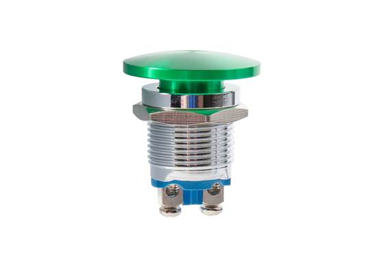 Metal Mushroom Head Pushbutton - Panel Mount (16mm, Green) (5)