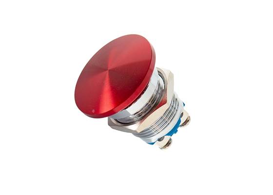 Metal Mushroom Head Pushbutton - Panel Mount (16mm, Red)