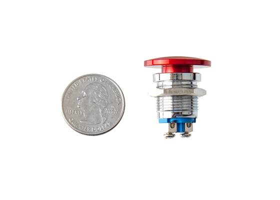 Metal Mushroom Head Pushbutton - Panel Mount (16mm, Red) (5)