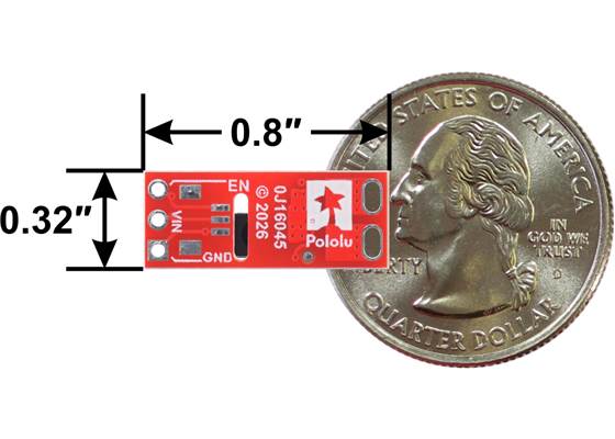 Pololu Isolated Solid State Relay/Switch, SPST, 100V, 4.5A, bottom view with dimensions.