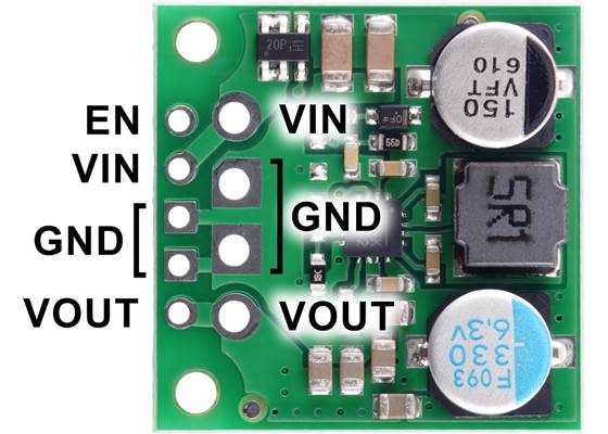5V, 3A Step-Up/Step-Down Voltage Regulator S13V30F5, top view with labeled pinout.