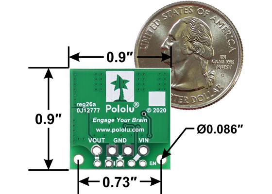 5V Step-Up/Step-Down Voltage Regulator S13V30F5, bottom view with dimensions.