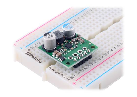 5V Step-Up/Step-Down Voltage Regulator S13V30F5, on breadboard.