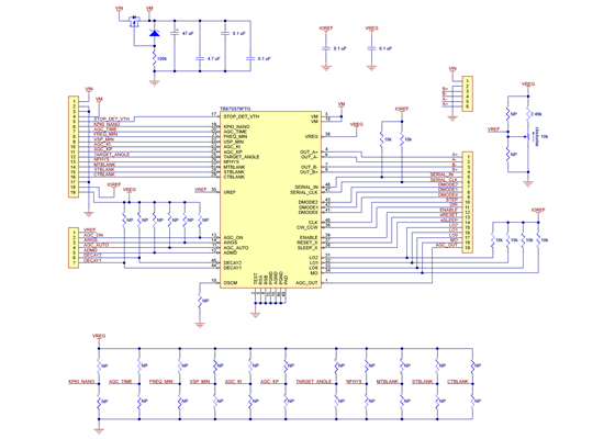 Schematic diagram of the TB67S579FTG Stepper Motor Driver Carrier – Full Breakout.