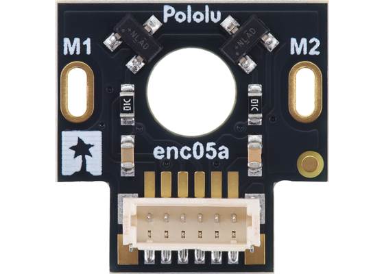 Magnet-side view of the Magnetic Encoder with Top-Entry Connector for Mini Plastic Gearmotor, 12 CPR, 2.7-18V.