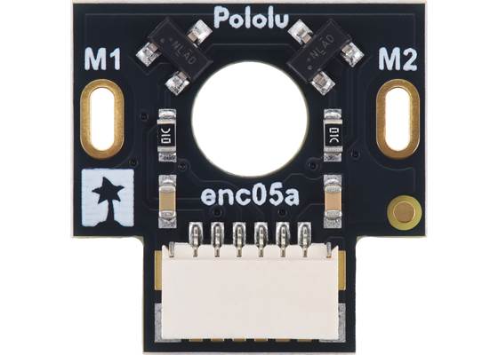 Magnet-side view of the Magnetic Encoder with Side-Entry Connector for Mini Plastic Gearmotor, 12 CPR, 2.7-18V.