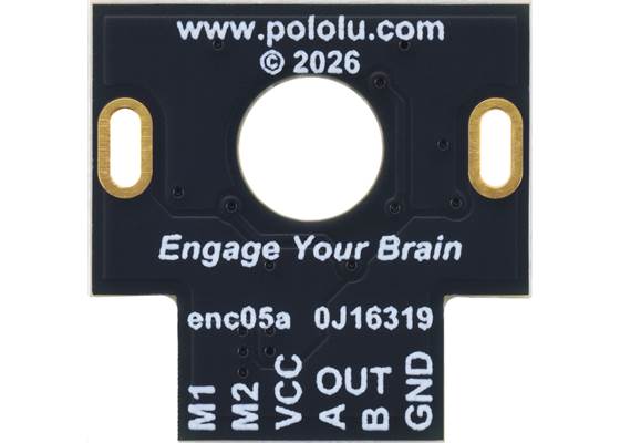 Motor-side view of the Magnetic Encoder with Top-Entry Connector for Mini Plastic Gearmotor, 12 CPR, 2.7-18V.